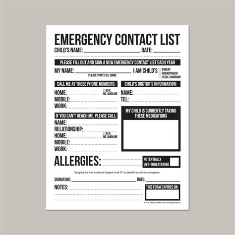 Printable Emergency Contact Form For Babysitter Printable Form 2022