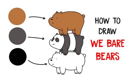 How To Draw We Bare Bears Easily Cara Melukis We Bare Bears Dengan