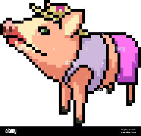 Vector Pixel Art Pig Female Isolated Cartoon Stock Vector Image Art