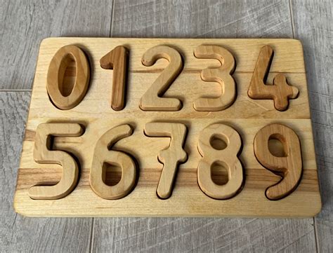 Wooden Puzzle Number 0 9 Homeschool Math Preschool Numbers Etsy