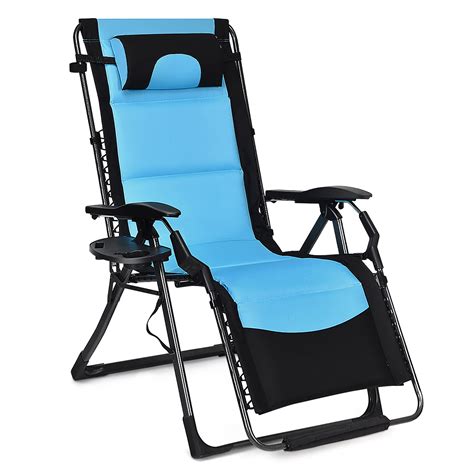 Costway Outdoor Folding Padded Zero Gravity Oversized Patio Recliner Chaise