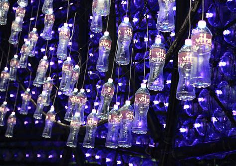 Rising Moon Lantern Pavilion Made From Recycled Water Bottles