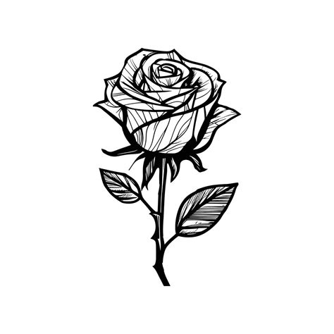 Hand Drawn Roses Sketch Rose Flowers With Leaves Black And White