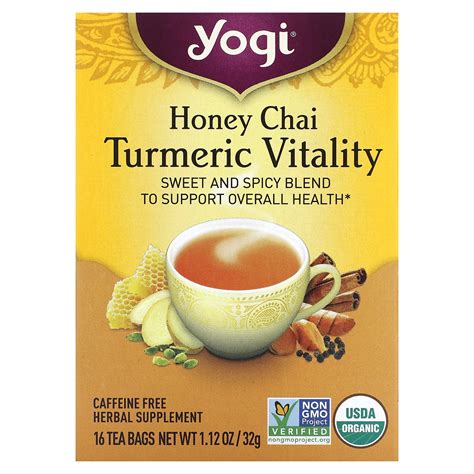 Yogi Tea Turmeric Vitality Honey Chai Caffeine Free Tea Bags