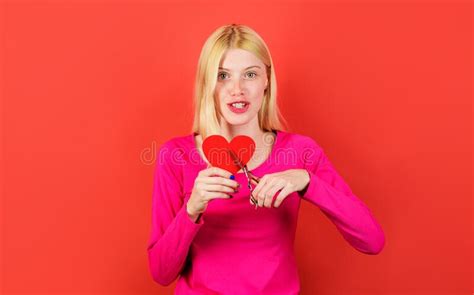 Emotion Girl Cuts Heart By Scissors Unrequited Love Broken Heart