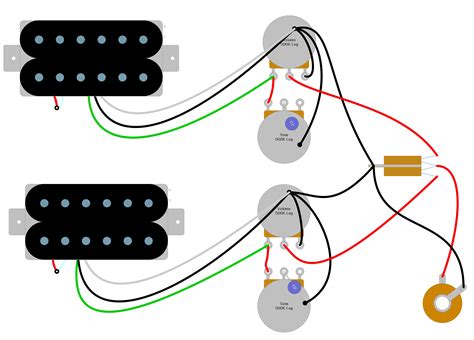 Tele® wiring diagram les paul® wiring diagram strat® wiring diagram wire highest ohm (k) to bridge, lowest to neck. Les Paul Wiring Diagram - Humbucker Soup