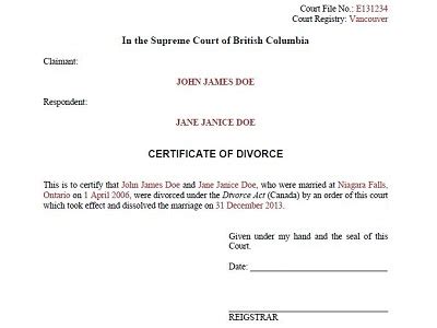 17 Free Divorce Certificate Templates Template Republic