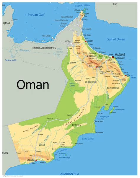 The Physical Map Of Oman Oc Tiger Moon