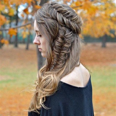 Fishtail Crown And Side Braid Hairstyle Messy Fishtail Braids Fishtail