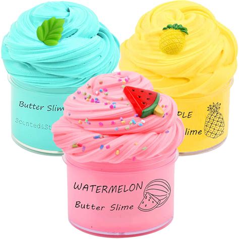 Partyforu 3 Pack Butter Slime Kit With Yellow Color Pineapple Slime