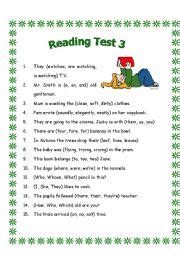 Check spelling or type a new query. Reading Test - ESL worksheet by marthese26