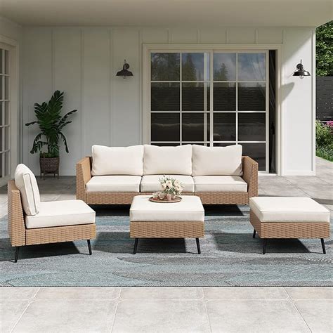 Amazon Com Lausaint Home Outdoor Patio Furniture Piece Outdoor Sectional Sofa Pe Rattan