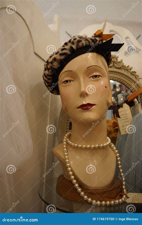 Vintage Retro Female Mannequin Bust With Hat Editorial Image Image Of