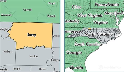 Surry County North Carolina Map Of Surry County Nc Where Is Surry