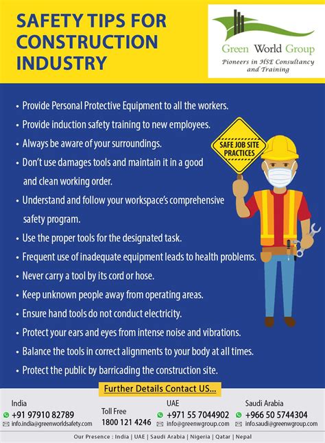 Safety Tips For Construction Industry | Construction safety, Safety ...