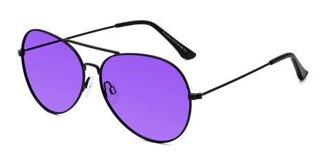 Black Oversized Grandpa Aviator Tinted Sunglasses With Purple Sunwear Lenses Paradise
