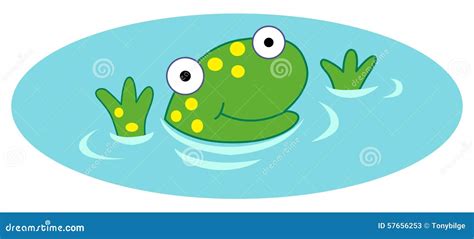 Frog In Water Stock Vector Illustration Of Interest 57656253