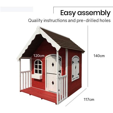 Rovo Kids Cubby House Wooden Cottage Outdoor Furniture Playhouse