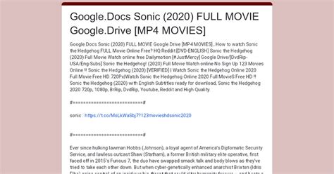 First you have a free account: Google.Docs Sonic (2020) FULL MOVIE Google.Drive MP4 MOVIES