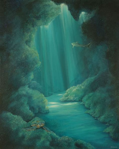 Underwater Cave Iv Original Painting Deep Impressions Underwater Art