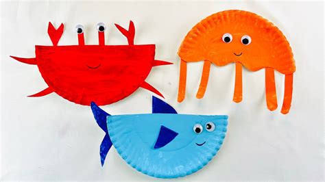 3 Easy Paper Plate Ocean Themed Crafts For Kids Crab🦀 Shark🐳 Jelly