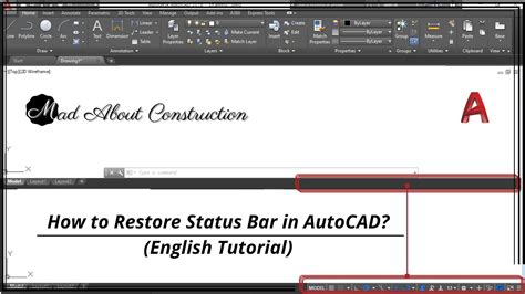 How To Restore Status Bar In Autocad How To Hide Or Unhide Status