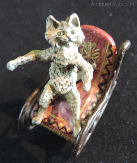 Antiques Atlas Austrian Cold Painted Bronze Of A Cat On A Rocking