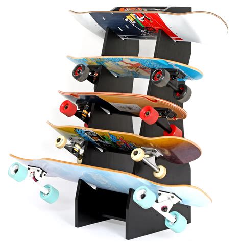 Skateboard Rack Ahowpd Skateboards Floor Stand Oak Soild Wooden Five