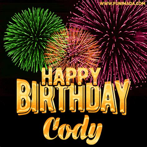 Wishing You A Happy Birthday Cody Best Fireworks  Animated
