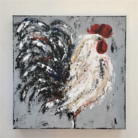 Brand New Palette Knife Rooster Painting Rooster Painting Rooster