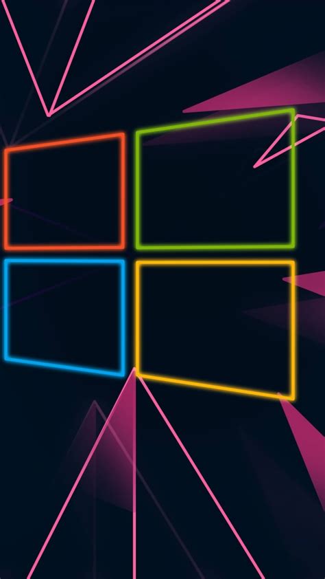 720x1280 Resolution Windows 10 Neon Logo Moto G X Xperia Z1 Z3