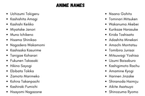 Anime Names 200 Creative Anime Character Names Ideas 2023