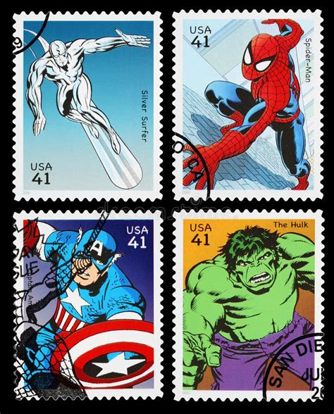 United States Superhero Postage Stamps Set Of Used Postage Stamps