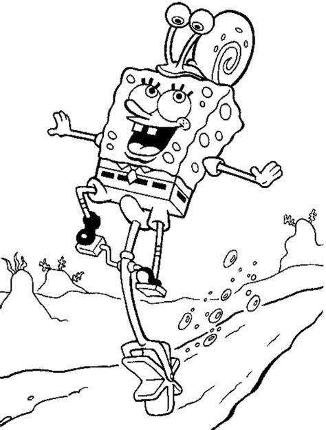 Gary and his girlfriends wedding. SpongeBob And Gary Riding A Bike Coloring Page : Kids Play ...
