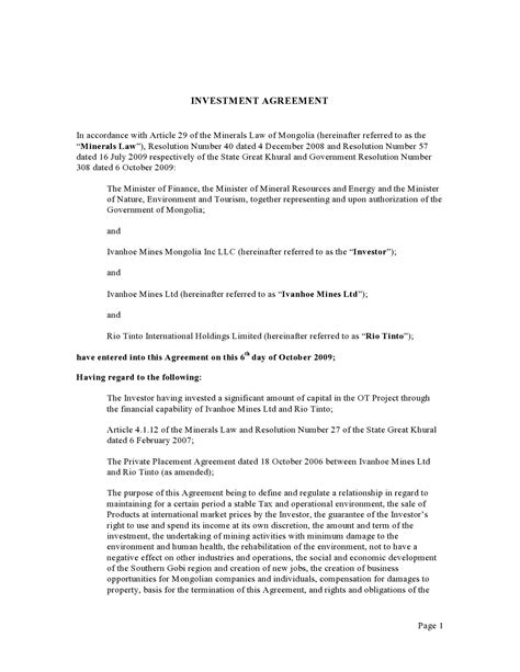 39 Professional Investment Contract Templates Free Templatelab