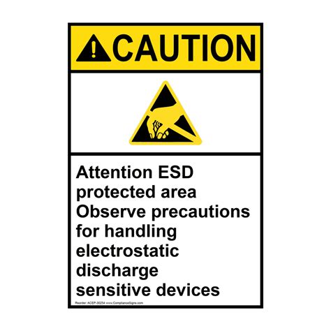 Ansi Attention Esd Protected Area Sign With Symbol Ace 30254