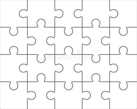Jigsaw Puzzle Blank Template 4x5 Twenty Pieces Stock Illustration
