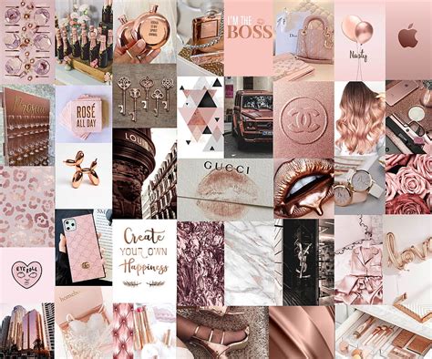75pc Rosegold Pink Wall Collage Kit Rose Gold Collage Hd Wallpaper