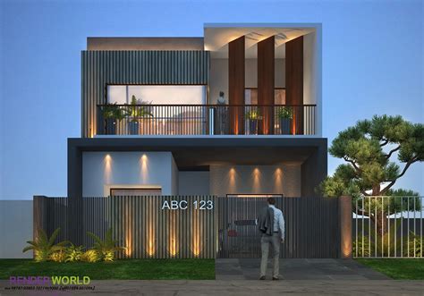 Exterior Modern Duplex House Front Elevation Designs Photos