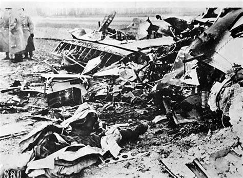The Wreckage Of A Halifax Bomber Of Raf Bomber Command Lies In A Field