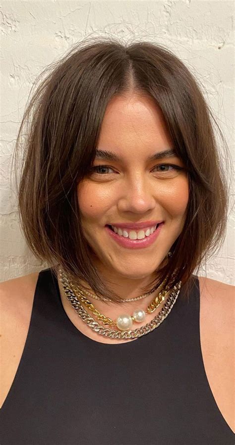 50 best short hair with bangs brunette bob with curtain bangs