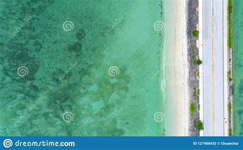 Aerial View Of Sea Waves And Fantastic Island Stock Photo Image Of