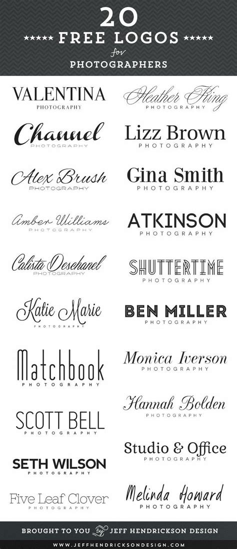 20 Free Photographer Logos Using Free Fonts Font Ideas Lettering