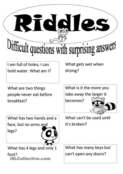 50 Examples Of Riddles With Answers English Zohal
