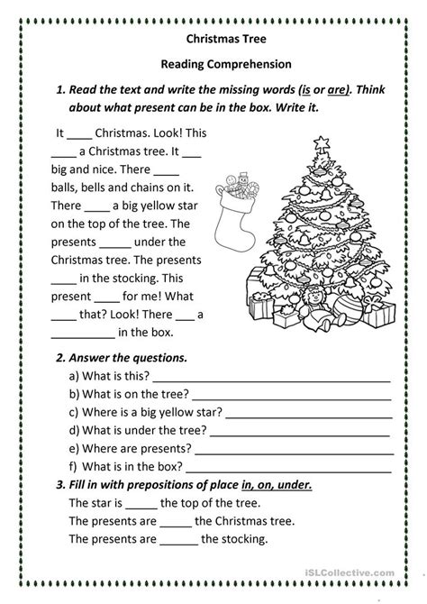 Free Printable Christmas Worksheets Reading Comprehension Printable