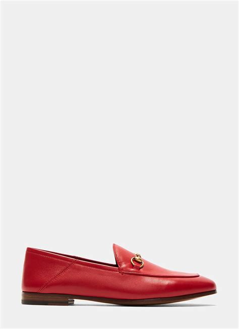 Gucci Womens Jordaan Classic Leather Slip On Loafers In Red In Red Lyst