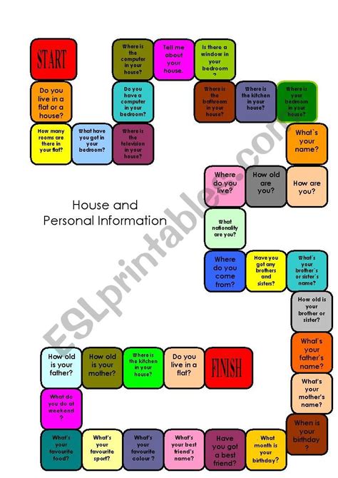 Board Game Personal Information And House Useful For Trinity Exam