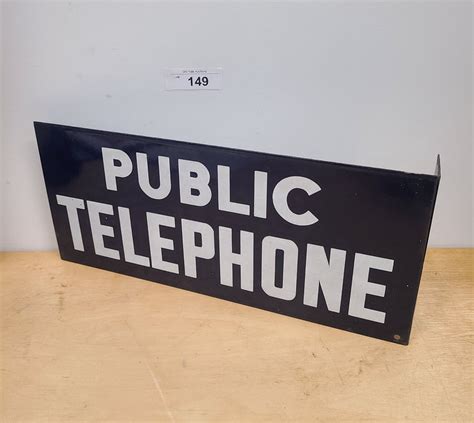 Early Porcelain Public Telephone Flange Sign