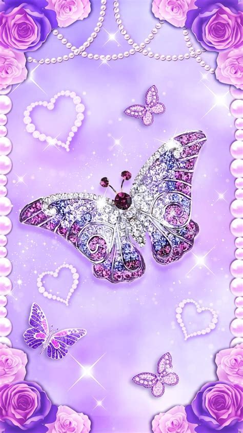 Phone Purple Glitter Butterfly Wallpaper Download Free Mock Up
