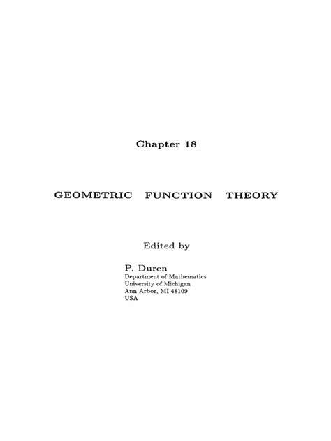 Duren Geometric Function Theory Pdf Integer Function Mathematics
